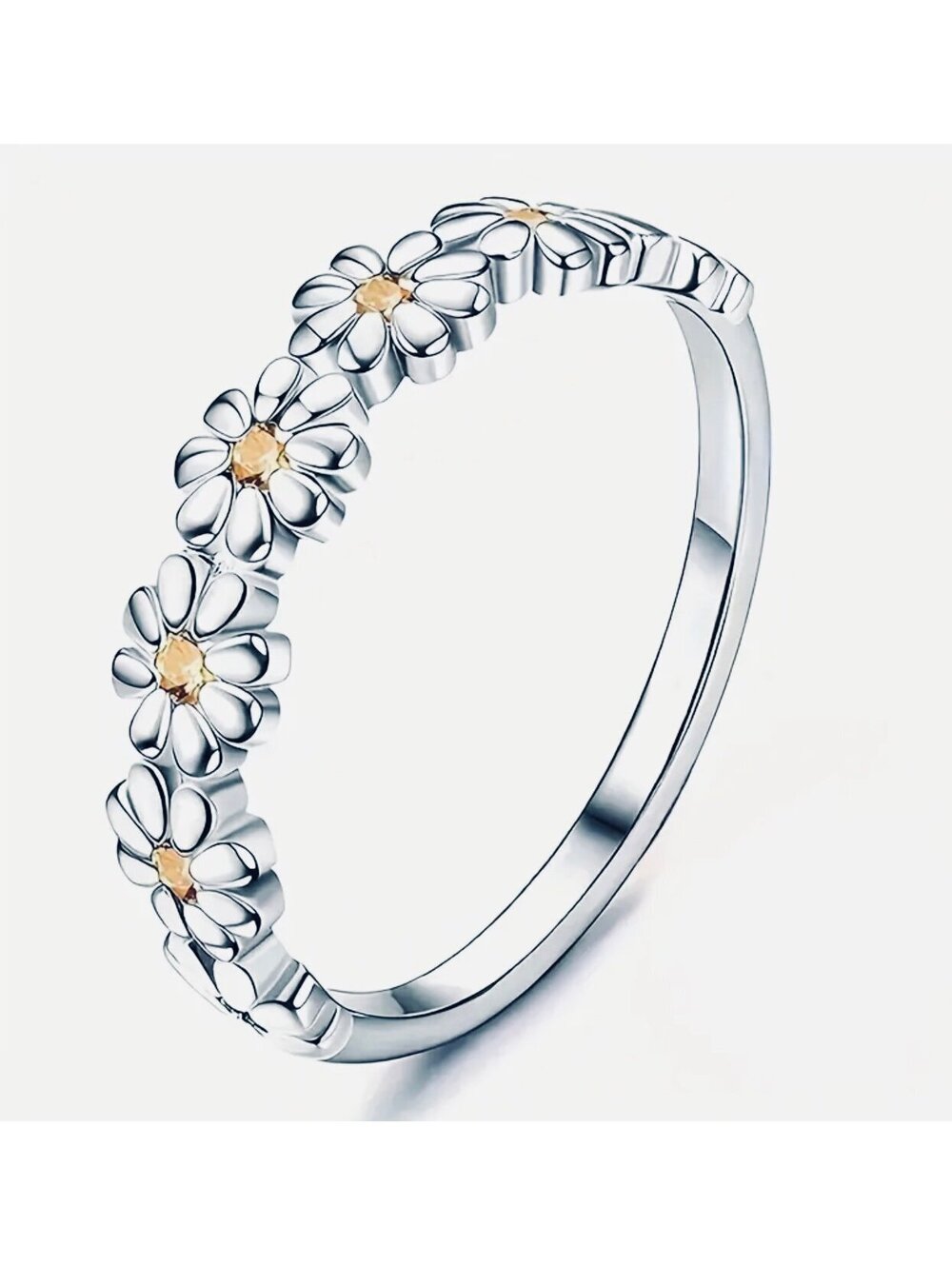 New - Silvery Stunning Chic Daisy Design Decor Ring -Size 5